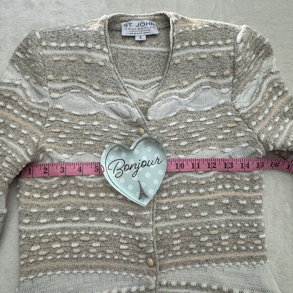 St John Elegant Cream and Gray Women's Sweater - Picture 6 of 10